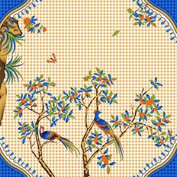 ABHACLOTHO Blue & Cream-Coloured Conversational 144 TC Bedsheet with 2 Pillow Covers image 3