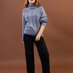 all about you Women Cable Knit Turtle Neck Woollen Pullover Sweaters image 3