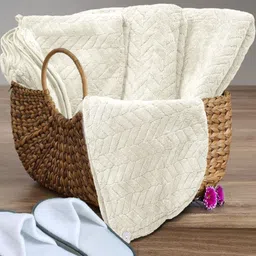 Cortina Beige & White Microfiber 350 GSM Towel Set image 2