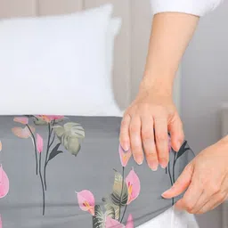 VAS COLLECTIONS Grey & Pink Floral Polycotton 4 Piece Double Extra Large Superfine Bedding Set image 3