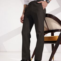 INVICTUS Men Checked Slim Fit Formal Trousers-picture-42