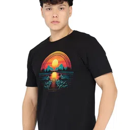 BRAWNY BATTLER Men Graphic Printed Pure Cotton Round-Neck T-shirt image 3