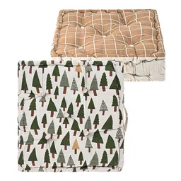 Kuber Industries Brown & Green 2 Pieces Printed Cushion Chair Pads image 2