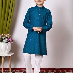 NFC CREATION Boys Embroidered Viscose Rayon Kurta & Pyjamas-picture-48