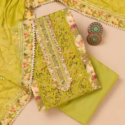 Koskii Printed Organza Unstitched Dress Material-picture-16