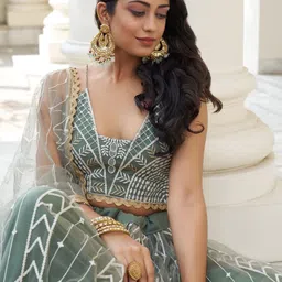 Zeel Clothing Embroidered Sequinned Semi-Stitched Lehenga & Blouse With Dupatta image 5