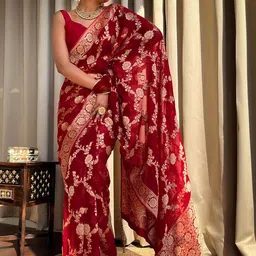 ZIKARAA Woven Design Zari Heavy Work Saree image 3