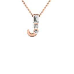 SHINE ETERNAL Women 14K Rose Gold Lab Grown J Alphabet Diamond Pendant - 1 g-image-93