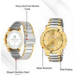 PERUCCI Men Patterned Dial & Stainless Steel Straps Analogue Watch P-440 Daul Tone image 5