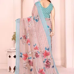 tammu designer Floral Linen Blend Saree image 3