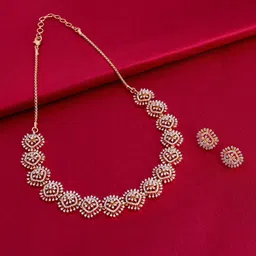 Kushal's Fashion Jewellery Gold-Plated Zircon Stone-Studded & Beaded Jewellery Set-picture-16