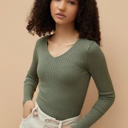 Ginger by Lifestyle Women Ribbed V-Neck Top-image-32