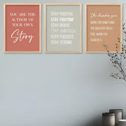 Kotart Brown & Pink 3 Pieces Motivational Quote Printed Wooden Wall Arts-picture-33
