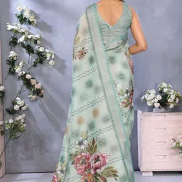 Tarlas Sarees Floral Printed Linen Saree image 5
