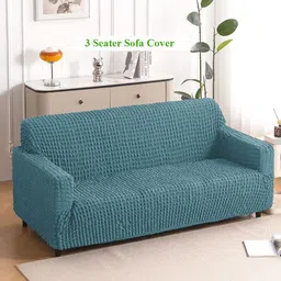 HOKIPO Teal 280 GSM 3 Seater Anti Slip Sofa Cover With Arms-picture-39