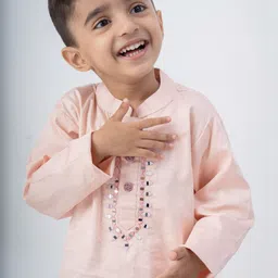 Peekaaboo Kids Boys Regular Mirror Work Pure Cotton Kurta with Pyjamas image 2