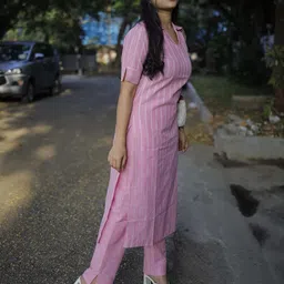 GoSriKi Women Regular Striped Kurta with Trousers image 4