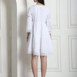 Merira Floral Printed Pure Cotton Fit & Flared Ethnic Dresses image 4