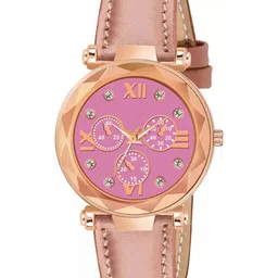 CSAMON Women Embellished Dial & Textured Straps Analogue Watch GR379RG Mina PINK G L-image-85