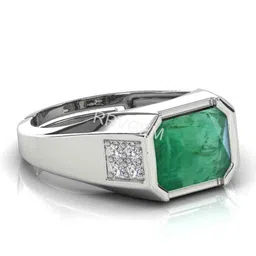 RRVGEM Emerald Ring 12.25 KT Emerald Silver Plated Adjustable Ring-picture-36