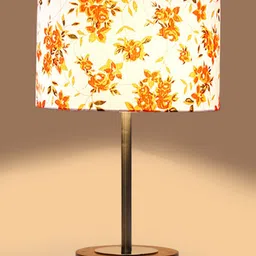 Devansh Multicoloured Printed Wood Cylindrical Shaped Table Lamp image 2