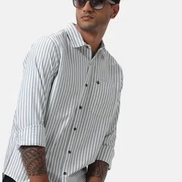 WROGN Men Custom Spread Collar Striped Cotton Casual Shirt-picture-12