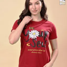 Louis Bayrad Women Pack of 2 Dry Fit Graphic Printed Round Neck Cotton T-shirts-image-64