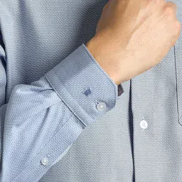 Louis Philippe Men Slim Fit Textured Spread Collar Pure Cotton Formal Shirt image 3