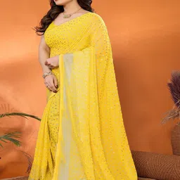 CATCHY FOREVER Floral Gotta Patti Pure Georgette Saree image 5