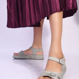 SHUZ TOUCH Women Comfort Sandals with Laser Cutwork-image-99