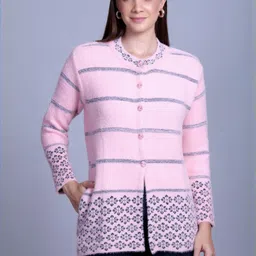 Roadster Women Pink Acrylic Full Sleeves Cardigan Sweater-picture-23