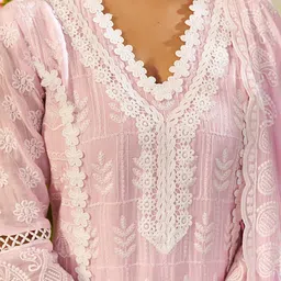 Indo Era Women Ethnic Motifs Embroidered Cotton Kurta with Trousers & Dupatta image 5