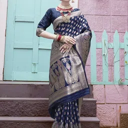 Anouk Rustic Ethnic Motifs Woven Design Zari Detail Banarasi Saree image 4