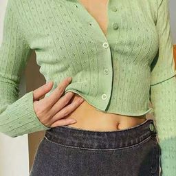 KPOP Women Shirt Collar Long Sleeves Shirt Style Crop Top-picture-46