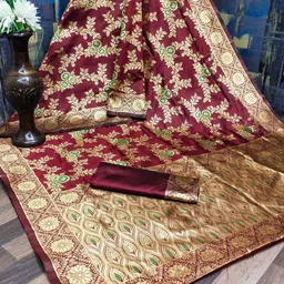 F FASHION Woven Design Zari Banarasi Saree image 3