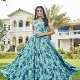 CHANSI Floral Printed Pleated Flared Maxi Dress-picture-19