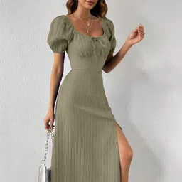 Sugathari Puff Sleeve A-Line Midi Dress image 4