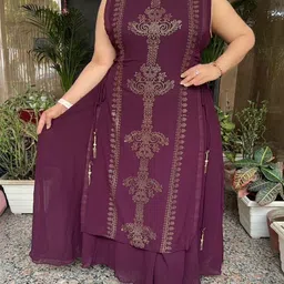 Sdc Collections Ethnic Motifs Embellished Sequinned Pure Georgette Sequinned Kurti-image-17