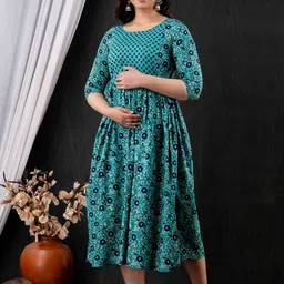 Mialo fashion Printed Flared Feeding Ethnic Dresses image 3
