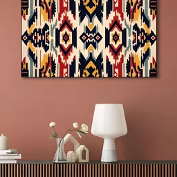 nestroots Traditional Ikat Black & White Painting Canvas Wall Art-picture-35