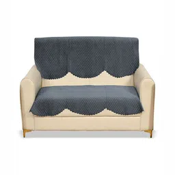 Fashion Throw Grey Checked Velvet 2 Piece Sofa Cover-picture-17