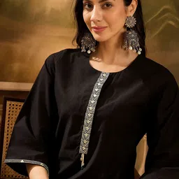 Sangria Floral Printed Pure Cotton Straight Kurta With Palazzos image 5