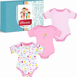 VParents Kids Pack of 3 Printed Rompers image 1