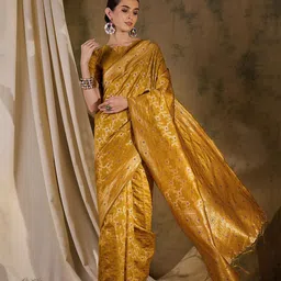 SHADOW & SAINING Woven Design Zari Silk Blend Kanjeevaram Saree image 1