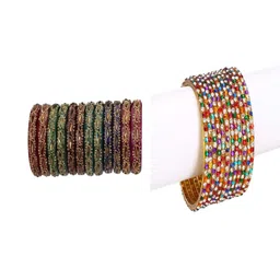 SOMIL Women Set Of 24 Stone-Studded Bangles-picture-29