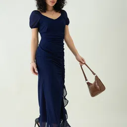 aayu Women A-line Blue Maxi/Full Length Dress image 3