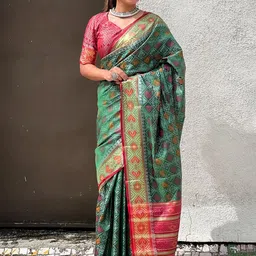 all about you Woven Design Zari Pure Silk Patola Saree-picture-27