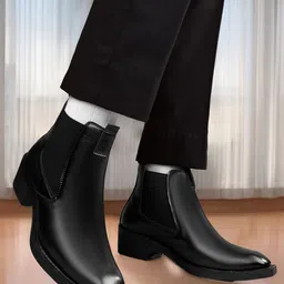 Bxxy Men 2 Inch Height Increasing High Heel Ankle Chelsea Boots-picture-41