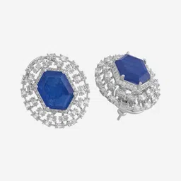 Kushal's Fashion Jewellery Rhodium-Plated Circular Shaped Cubic Zirconia Studs image 2