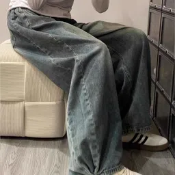 StyleCast Women High-Rise Light Fade Deconstructed Cotton Wide-Leg Denim Jeans image 4